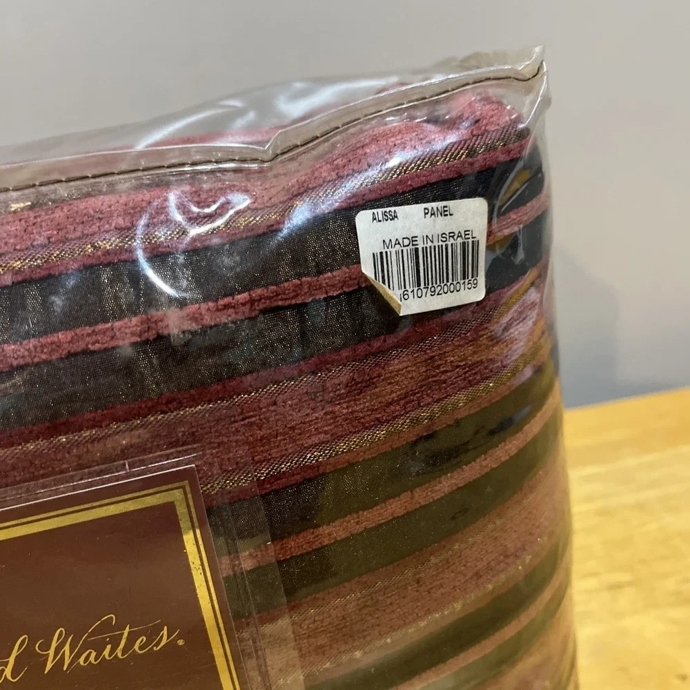 Raymond Waites One Pair‎ Drapery Panels Alissa Striped Copper Burgundy 43x84